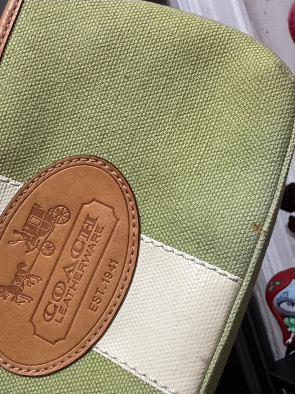 Coach Hamptons Archive 10th Anniversary green canvas leather Kisslock - Picture 4 of 11